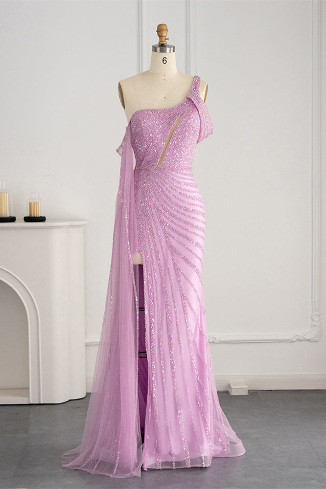 Stunning One Shoulder Mermaid Prom Dress with Sparkle Sequins-BallBride