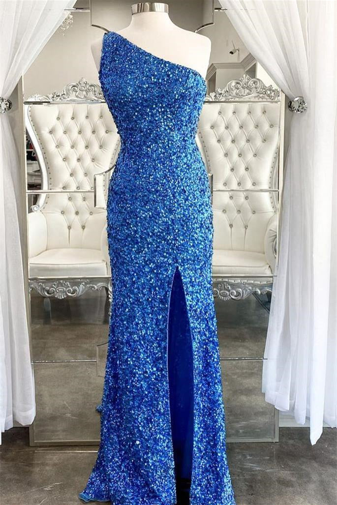 Stunning One Shoulder Mermaid Prom Dress With Split-BallBride