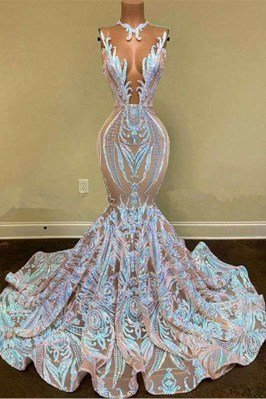 Stunning Sleeveless Mermaid Prom Dress Long Lace Designer Party Gowns-Occasion Dress-BallBride