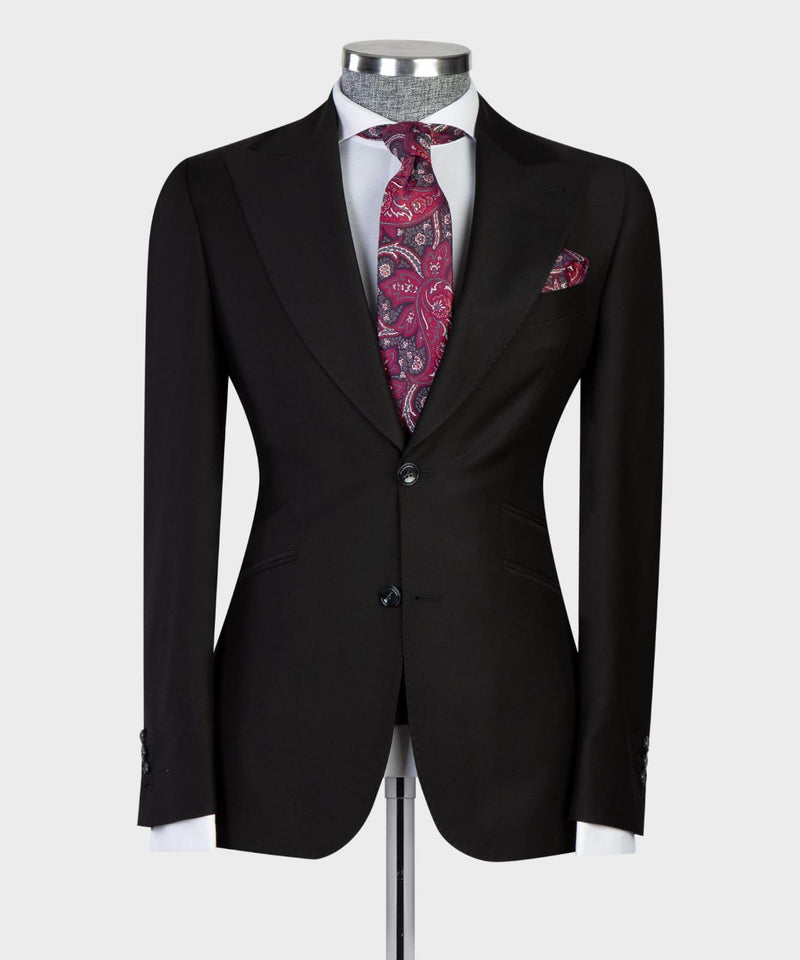 Stylish Black Peaked Lapel Bespoke Men Suits for Business by Emlyn-Wedding Suits-BallBride