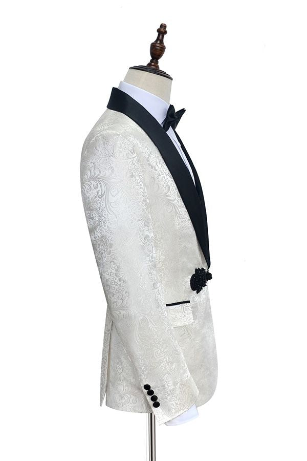 Stylish Knitted Button Black Shawl Lapel Tuxedo for Men-Wedding Suits-BallBride