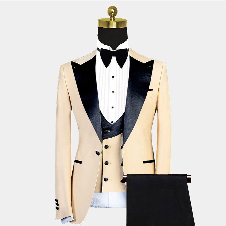 Stylish Peaked Lapel Slim Fit Wedding Suit For Men-Wedding Suits-BallBride