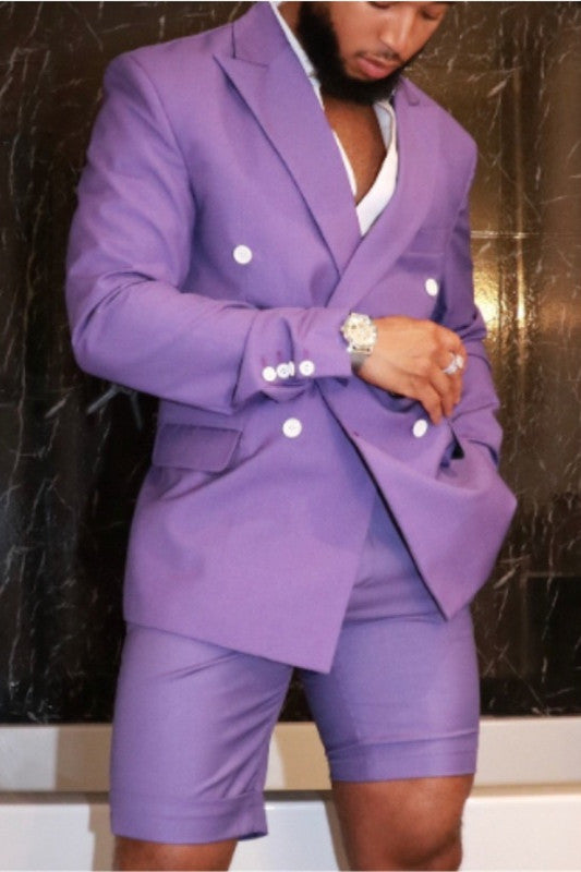 Stylish Purple Cheap Wedding Suits with Double Breasted Peaked Lapel-Prom Suits-BallBride