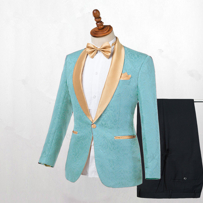 Stylish Shawl Lapel Wedding Suit With Jacquard for Men-Wedding Suits-BallBride