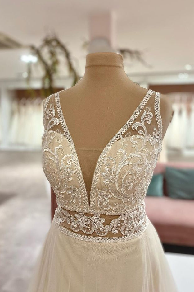 Sweetheart A-Line Wedding Dress With Appliques Lace-Wedding Dresses-BallBride