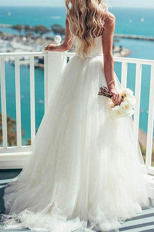 Tulle Wedding Dress with Spaghetti-Straps-Wedding Dresses-BallBride