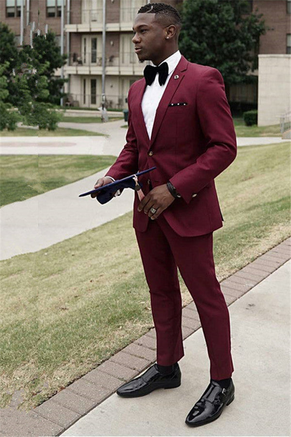 Two-Piece Homecoming Suit For Guys by Modern TylerBespoke | Burgundy-Prom Suits-BallBride