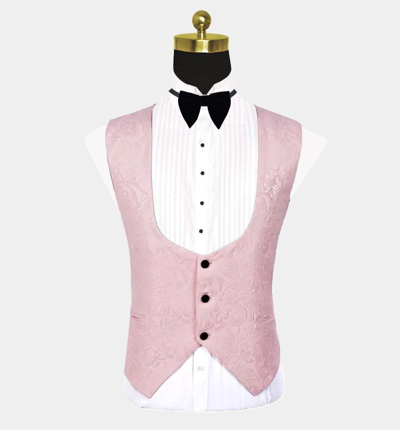 Unique Pink Jacquard Shawl Lapel Tuxedo for Guys-Wedding Suits-BallBride