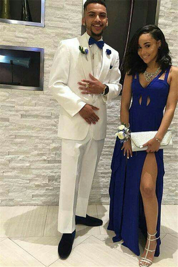 White Custom Wedding Suits with Shawl Lapel - 2 Pieces-Prom Suits-BallBride