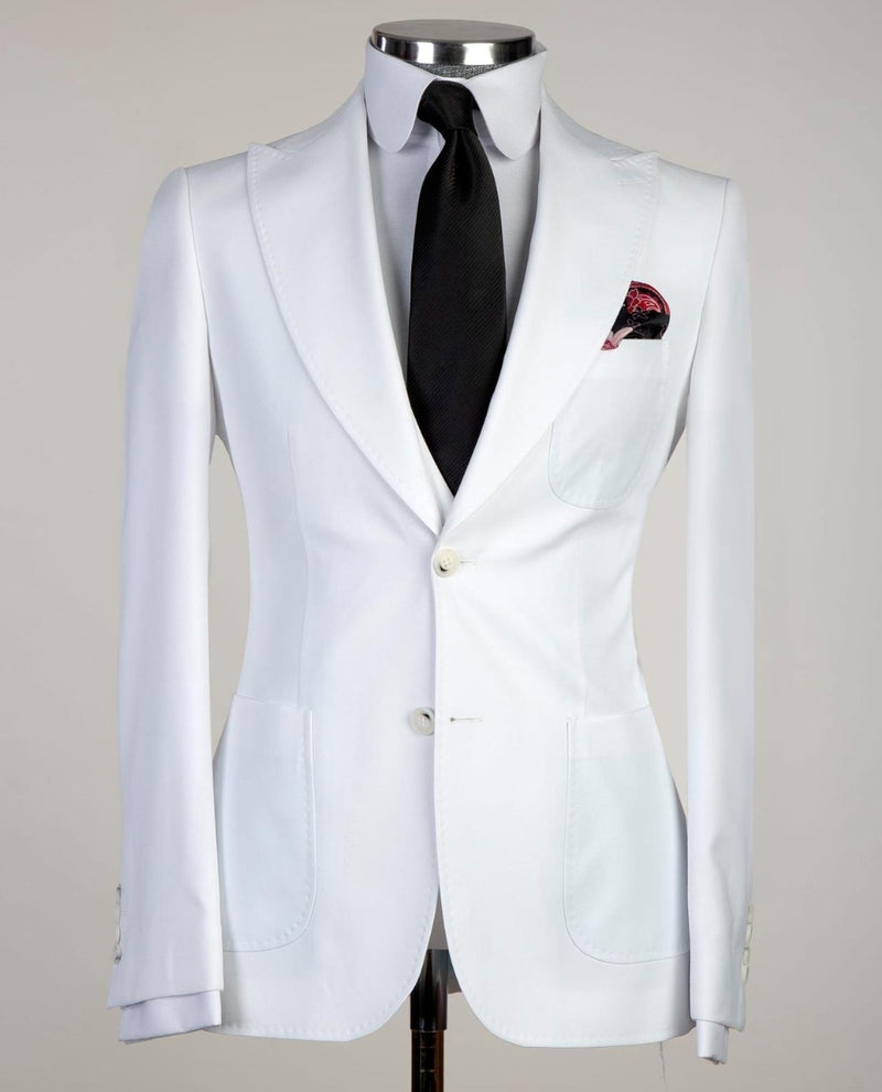 White Peaked Lapel Men Suit - Desmond Newest Business Style-Wedding Suits-BallBride