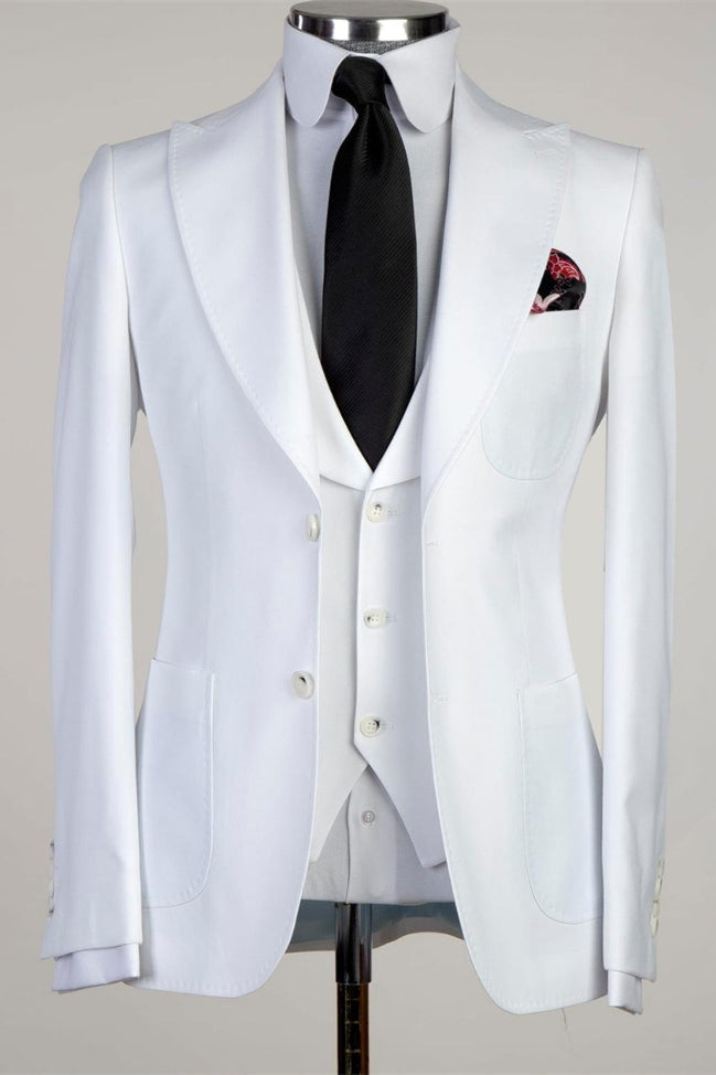 White Peaked Lapel Men Suit - Desmond Newest Business Style-Wedding Suits-BallBride