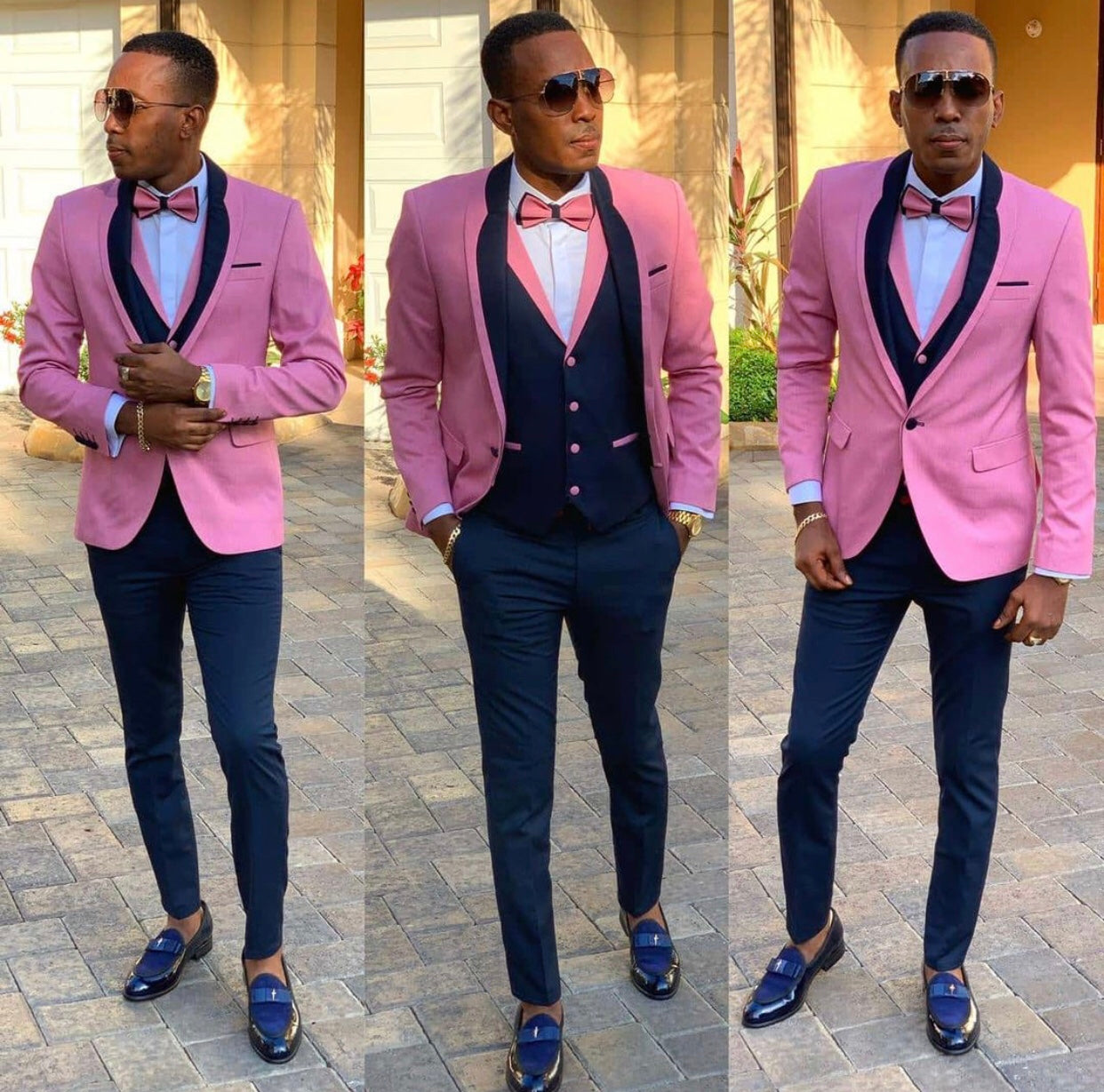 Willie Pink Men Suits - Easy Fit Shawl Lapel Three Pieces-Wedding Suits-BallBride